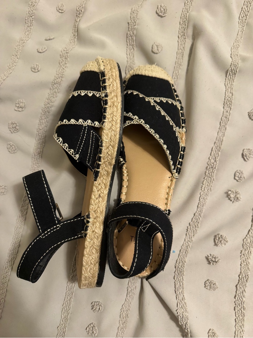NWOT Black Espadrille Slingback Sandals with Contrast Stitching